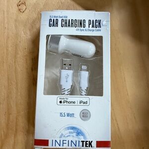 White Car Charger for iPhone and iPad